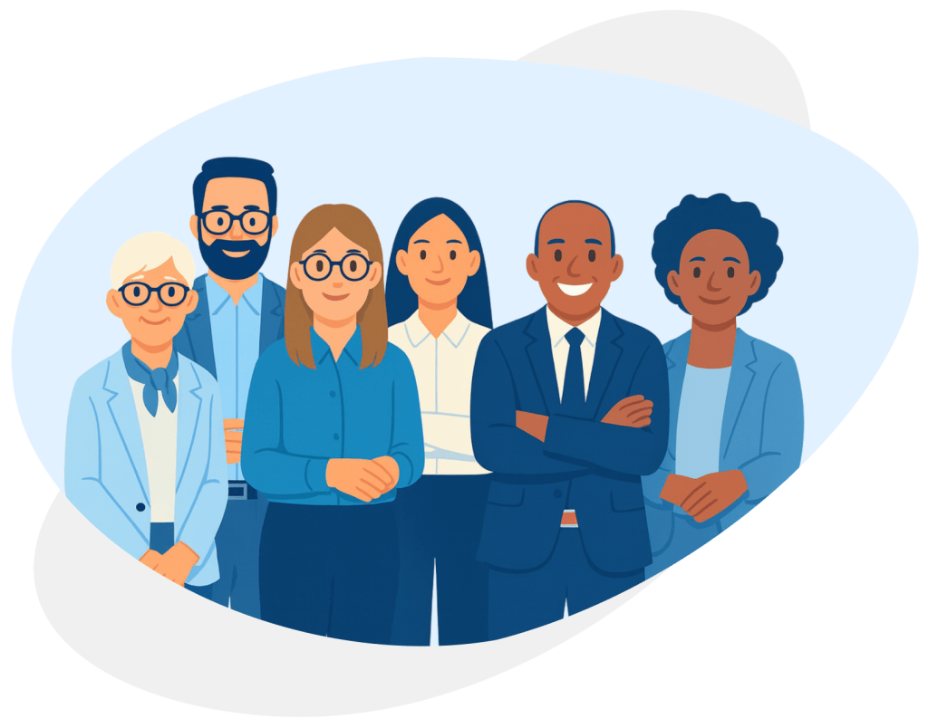 A happy group of Evolve team members -- looking ready to help any way they can.