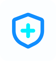 An Icon of a shield with a medical cross in the middle to represent step three of the process -- getting covered.