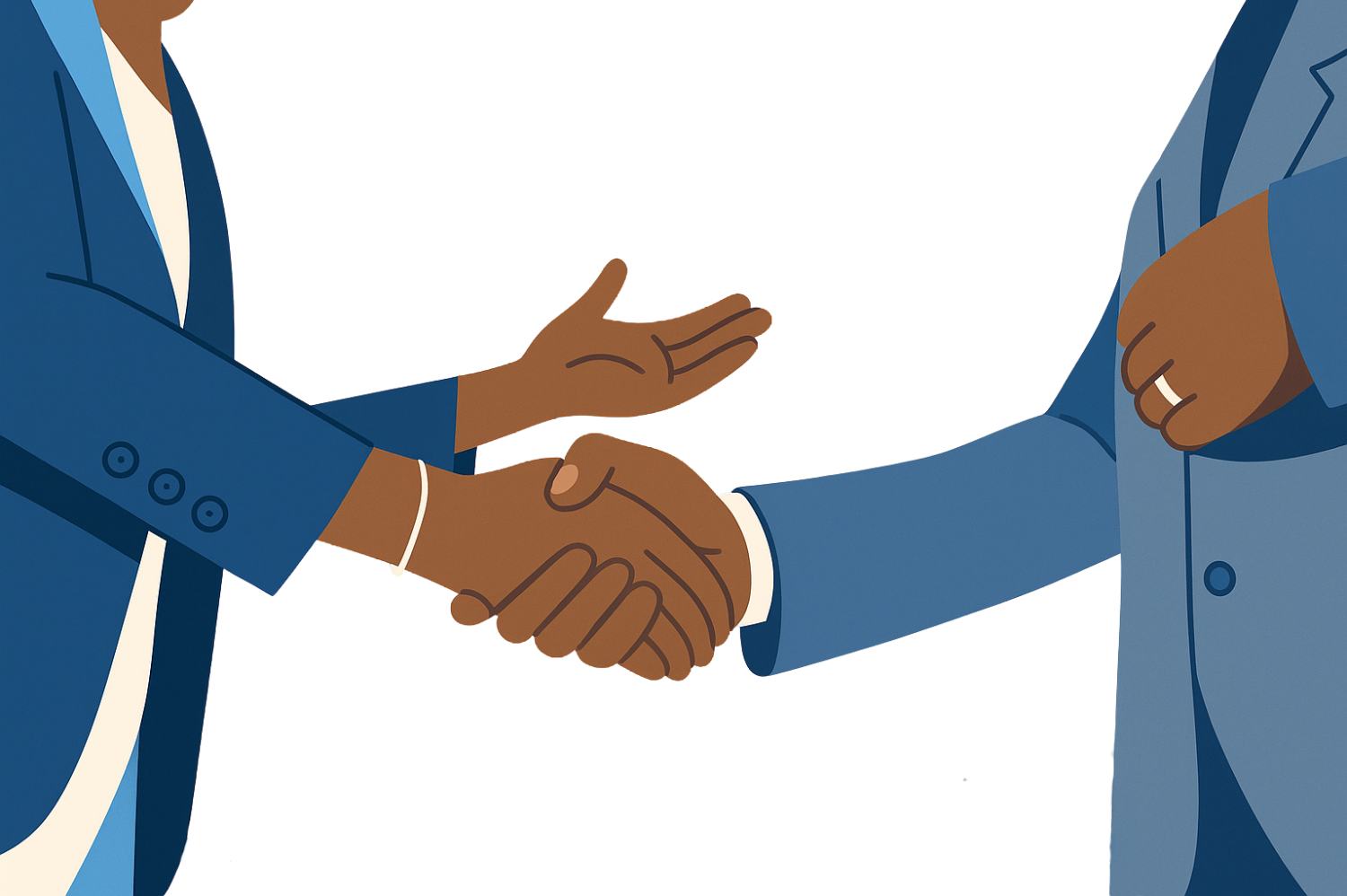 Two men shaking hands in a business deal.