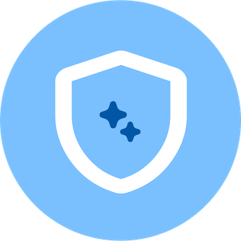 An icon of a shield that is sparkling -- representing clear protection